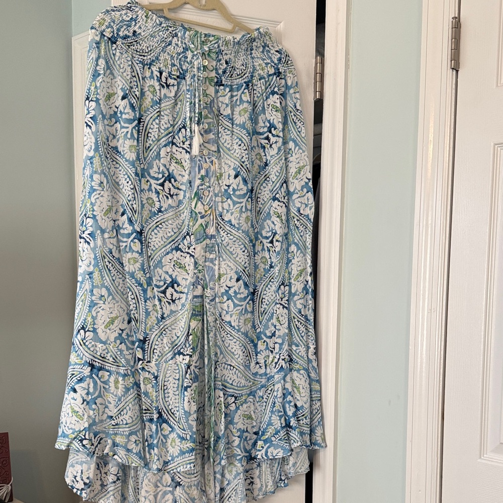 Christian Siriano Blue and White High-Low Skirt